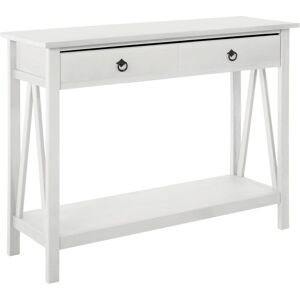 Loft24 Table console avec 1 tiroir en pin blanc