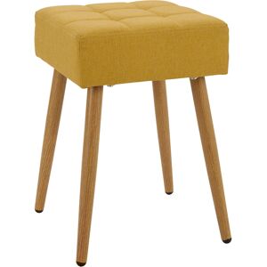 Loft24 Tabouret en tissu jaune et pieds en metal chene