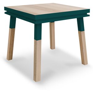 MON PETIT MEUBLE FRANCAIS Table de cuisine carree avec tiroir 80 cm, 100% frene massif