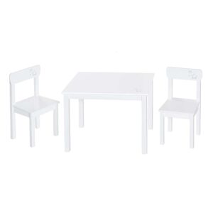 roba Table et 2 chaises pour enfant en bois blanc motif etoiles