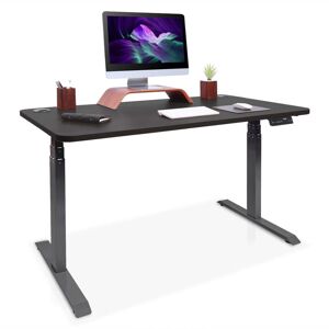 Kqueo Bureau assis debout effet bois noir 160x80