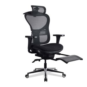 Kqueo Chaise ergonomique de bureau avec repose-pied noire