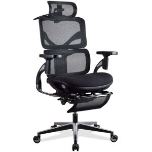 Kqueo Chaise ergonomique de bureau avec repose-pied noire