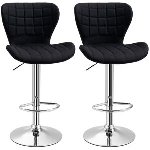 Homcom Lot de 2 tabourets de bar style contemporain reglable pivotant noir