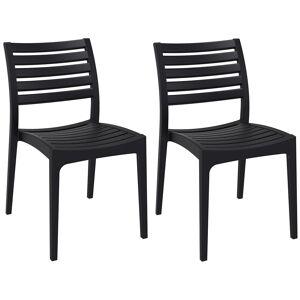 CLP Lot de 2 chaises de jardin empilables en plastique Noir