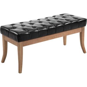 CLP Banquette avec pieds en bois assise en similicuir Noir