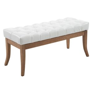 CLP Banquette avec pieds en bois assise en similicuir Blanc