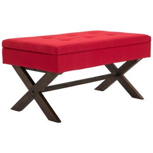 CLP Banquette avec pieds en bois assise en tissu Rouge