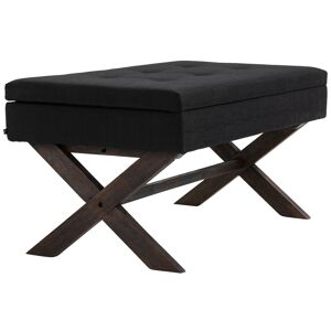 CLP Banquette avec pieds en bois assise en tissu Noir