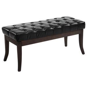 CLP Banquette avec pieds en bois assise en similicuir Noir