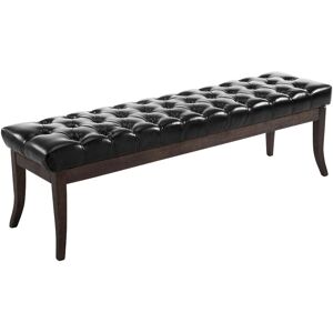 CLP Banquette avec pieds en bois assise en similicuir Noir