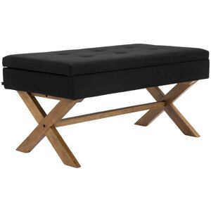 CLP Banquette avec pieds en bois assise en tissu Noir