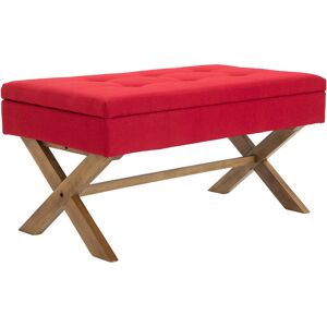 CLP Banquette avec pieds en bois assise en tissu Rouge