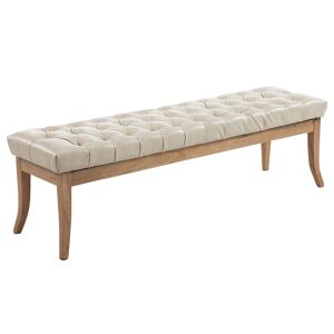 CLP Banquette avec pieds en bois assise en similicuir Creme