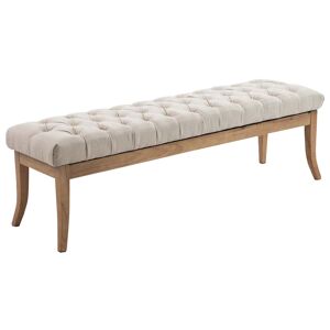 CLP Banquette avec pieds en bois assise en tissu Creme