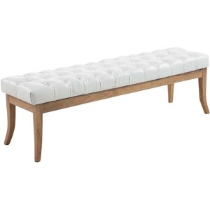 CLP Banquette avec pieds en bois assise en similicuir Blanc