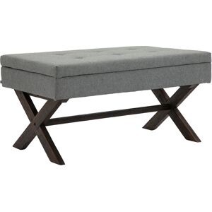 CLP Banquette avec pieds en bois assise en tissu Gris