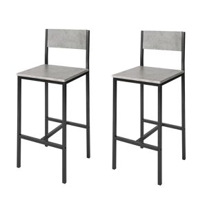 SoBuy Lot de 2 Chaises de Bar avec Repose-Pieds effet bois gris