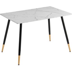 Urban Meuble Table de salle a manger rectangulaire retro chic noir piedment dore