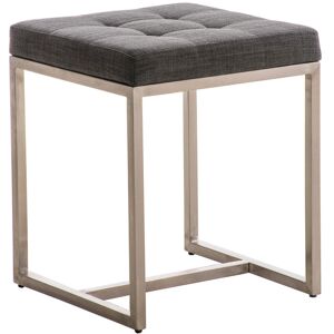 CLP Tabouret bas avec pieds en metal assise en tissu Gris fonce