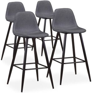 Menzzo Lot de 4 chaises de bar tissu gris