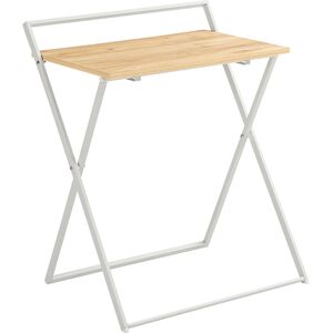 SoBuy Bureau informatique effet bois et en metal blanc