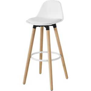 SoBuy Tabouret de bar en bois avec dossier blanc