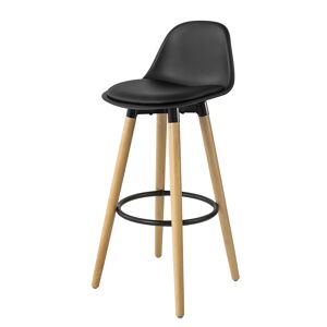 SoBuy Tabouret de bar en bois avec dossier noir