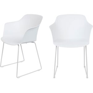 Drawer Lot de 2 fauteuils de table en plastique et metal blanc