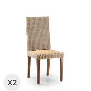 MOYCOR Set de 2 chaises en rotin et bois marron