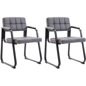 CLP Lot de 2 chaise salle a manger avec accoudoirs en similicuir Gris