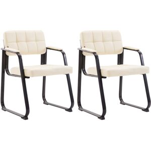 CLP Lot de 2 chaise salle a manger avec accoudoirs en similicuir Creme