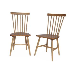 sweeek Lot de 2 chaises naturelles a barreaux en bois d'hevea