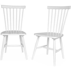 sweeek Lot de 2 chaises blanches a barreaux en bois d'hevea