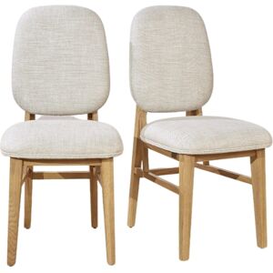 Robin des Bois Lot de 2 chaises en chene massif et lin premium Beige