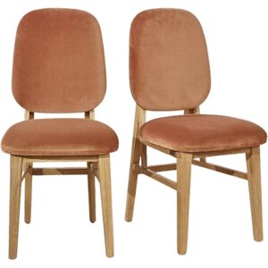 Robin des Bois Lot de 2 chaises en chene massif et velours Caramel