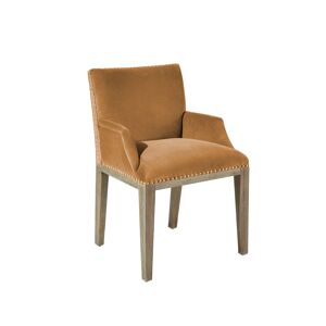 Robin des Bois KENZA - Fauteuil de table en velours et en bois cloute gris loup