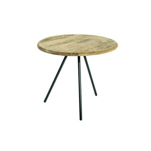 Usinestreet Table basse ronde en chene massif et acier noir 50cm - Noir / Bois
