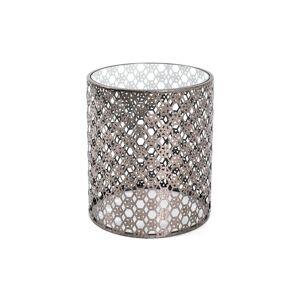 Usinestreet Table basse ronde en metal laque et verre trempe 38cm - Gris