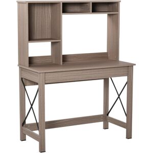 Homcom Bureau bibliotheque 2 en 1 - 3 niches - aspect bois metal noir