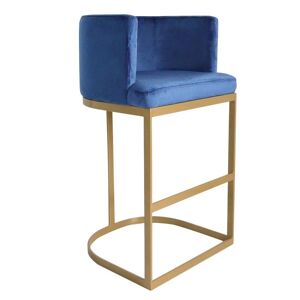 Menzzo Chaise de bar velours bleu pieds or