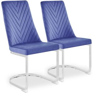 Menzzo Lot de 2 chaises design velours bleu