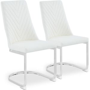 Menzzo Lot de 2 chaises design simili blanc