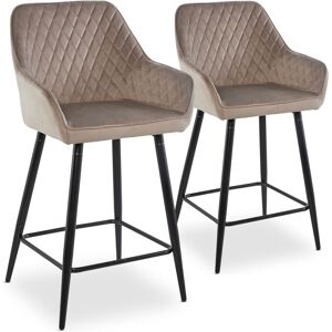 Menzzo Lot de 2 chaises de bar velours taupe