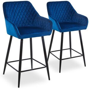 Menzzo Lot de 2 chaises de bar velours bleu