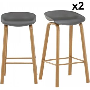 Meubles & Design Lot de 2 tabourets de bar en metal gris