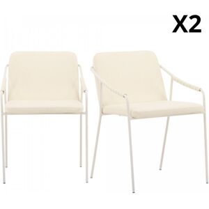 Meubles & Design Lot de 2 chaises tendance en simili blanc