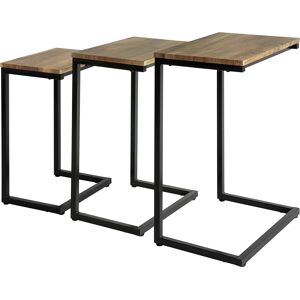 SoBuy Ensemble de trois tables basses a cadre en metal noir