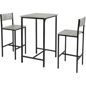 SoBuy Ensemble table de bar + 2 chaises -pieds effet bois et metal noir