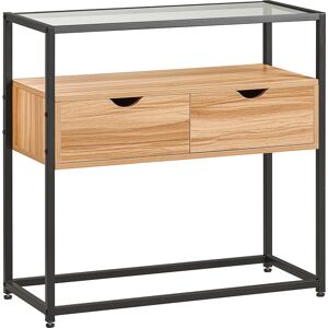 SoBuy Table console cadre en metal noir avec 2 tiroirs